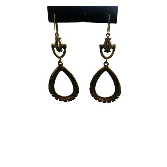 RETRO VINTAGE VICTORIA  STYLE GREEN CRYSTAL TEARDROP CHANDELIER WIRED EARINGS - Picture 3 of 6